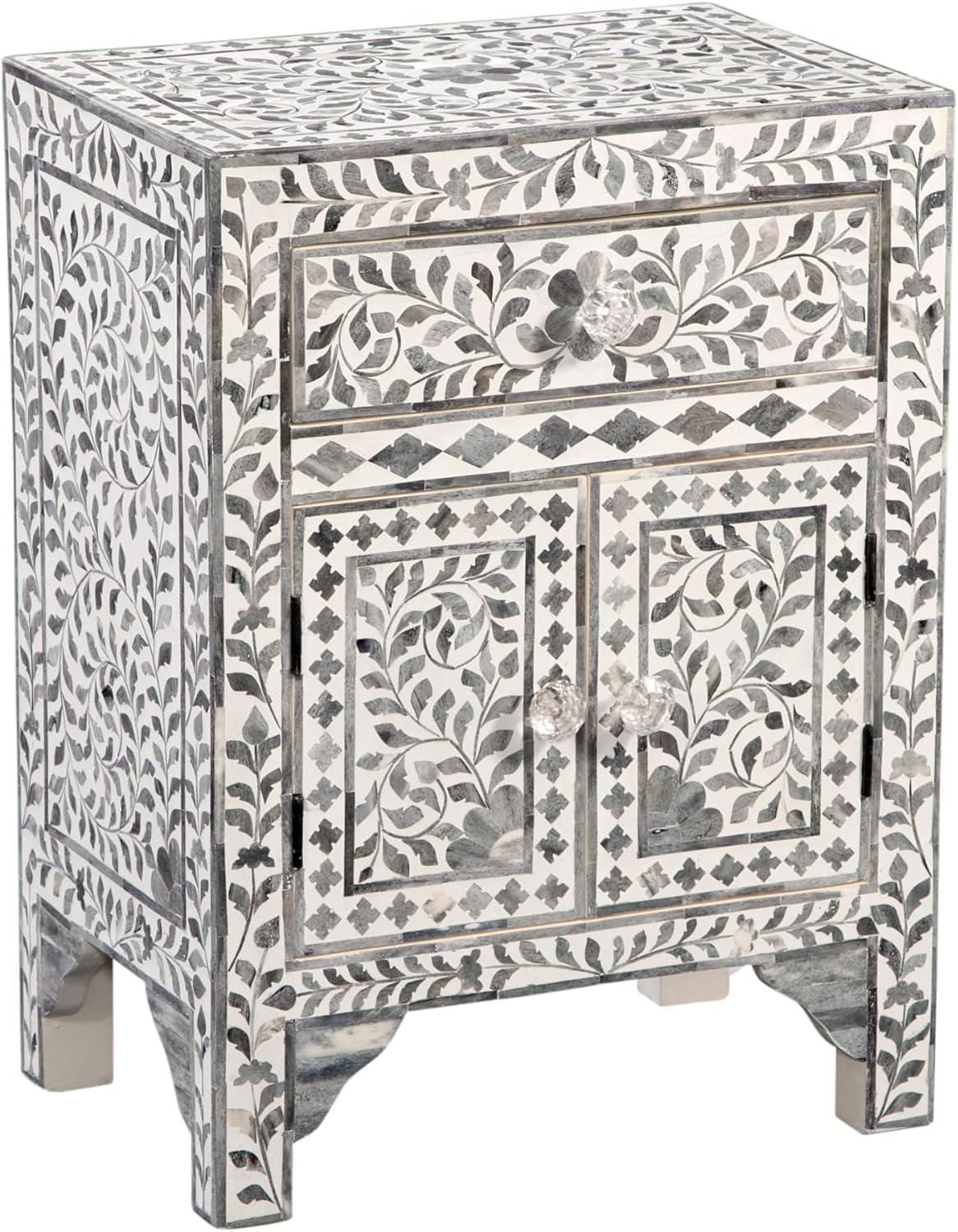 Steve Silver Fowler 1-Drawer Wood and Bone Accent Chest in Lilac Gray