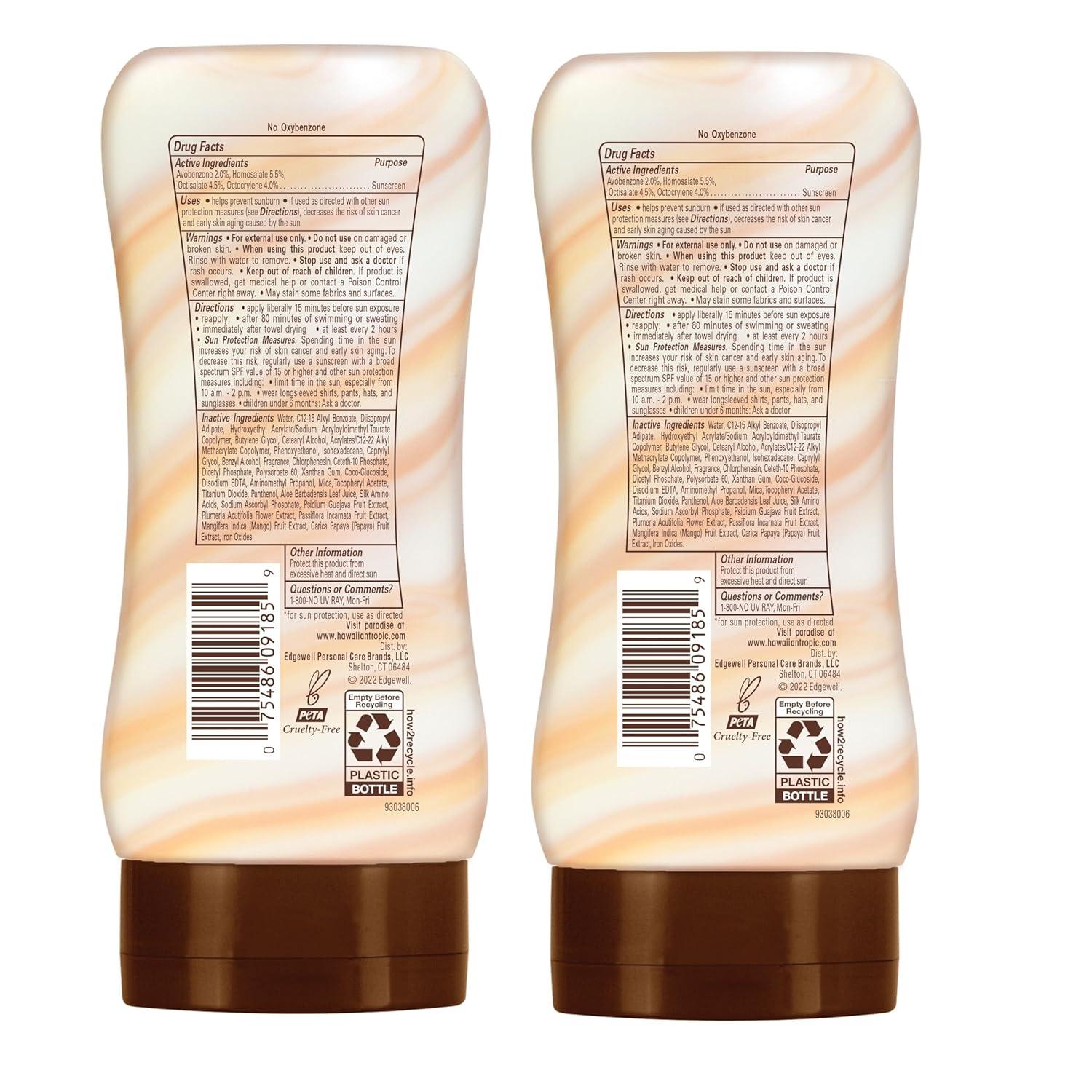 Hawaiian Tropic SPF 30 Broad Spectrum Sunscreen, Hydration Weightless Moisturizing Sunscreen Lotion, 6 Fl Oz, Twin Pack