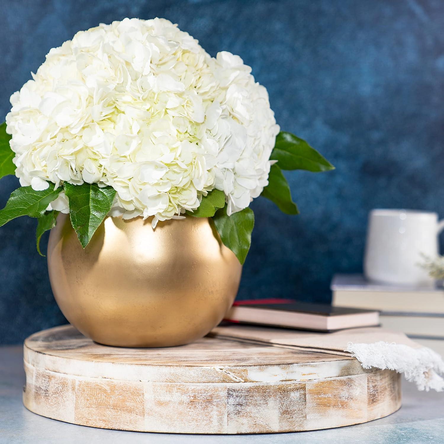 Walbrook Round Gold Metal Vase for Wedding Centerpieces