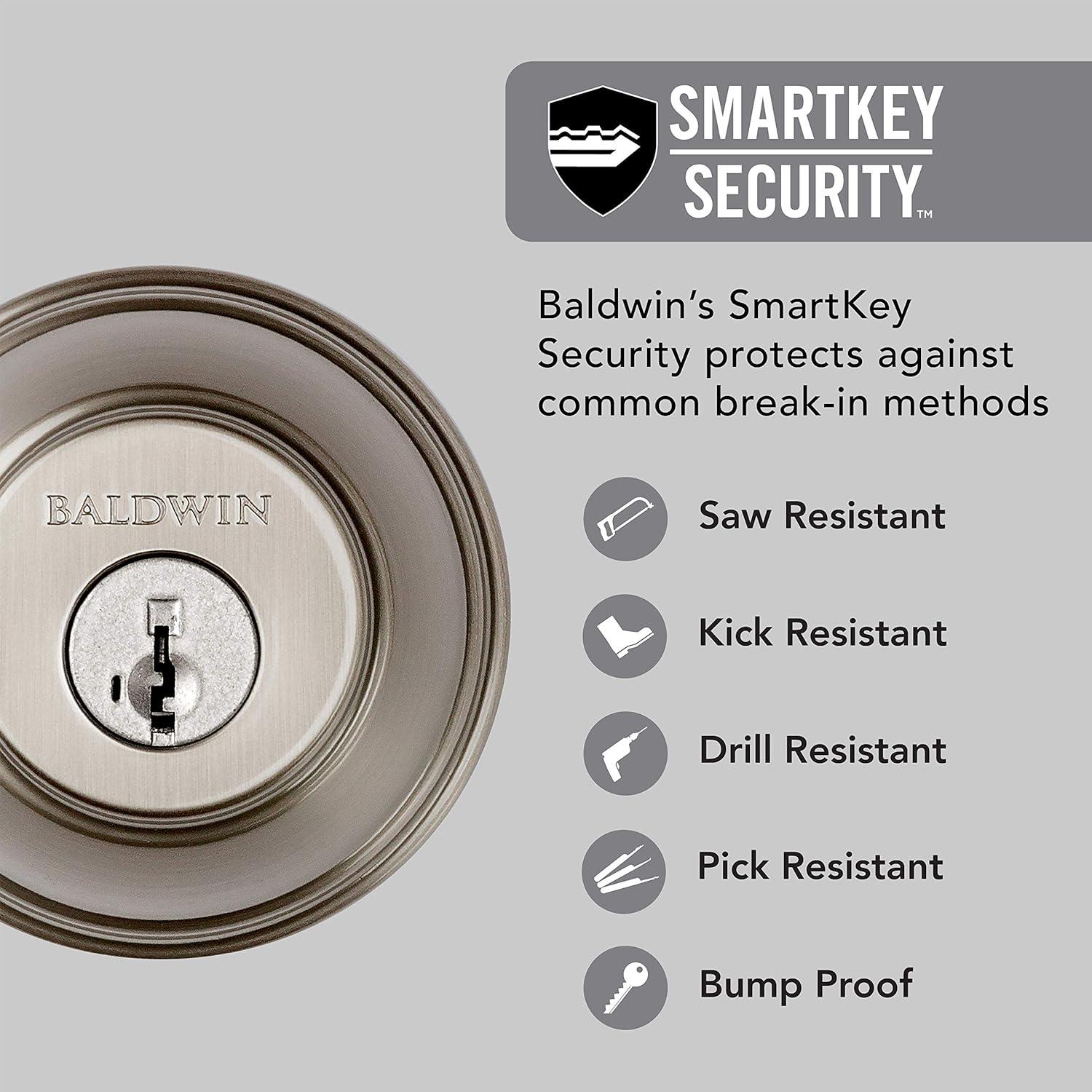 Baldwin Prestige 380 Round Single Cylinder Deadbolt Featuring SmartKey® Security