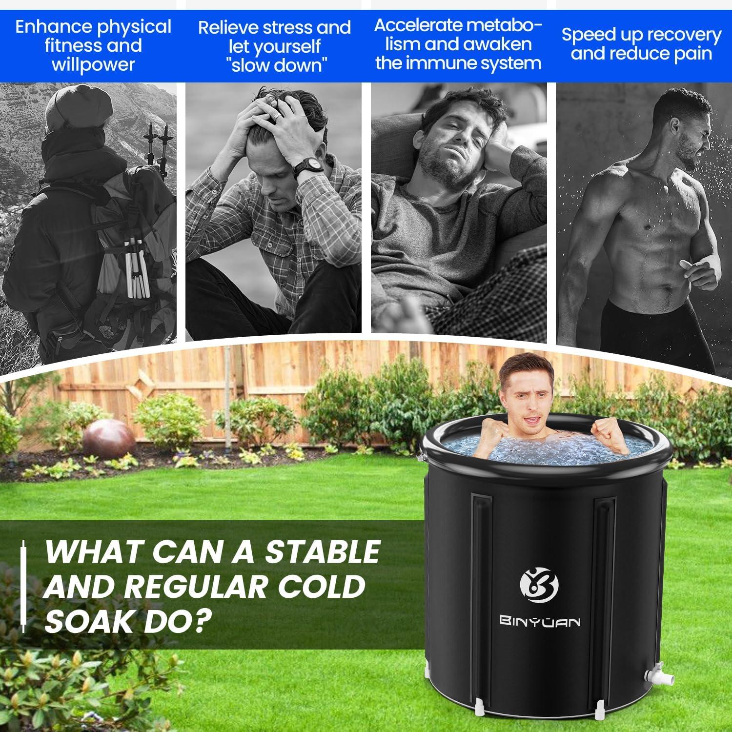 BINYUAN Large Ice Bath Tub Portable Cold Water Tub Cold Therapy Tub for Athlete Recovery