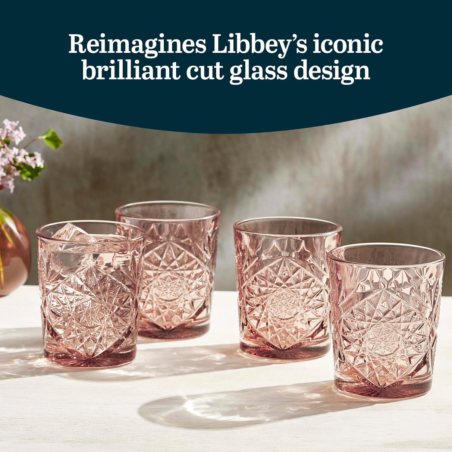 Libbey Hobstar Rose Double Old Fashioned Glasses, 12-Ounce (Set of 4)