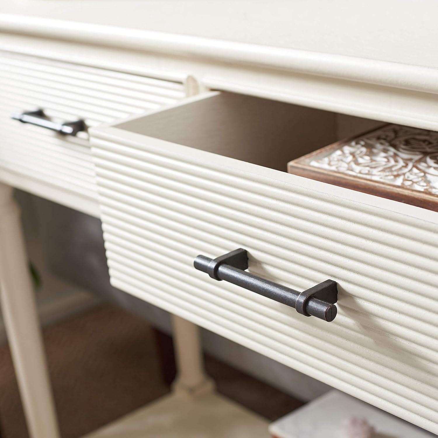 Ryder Distressed White 2-Drawer Console Table with Shelf