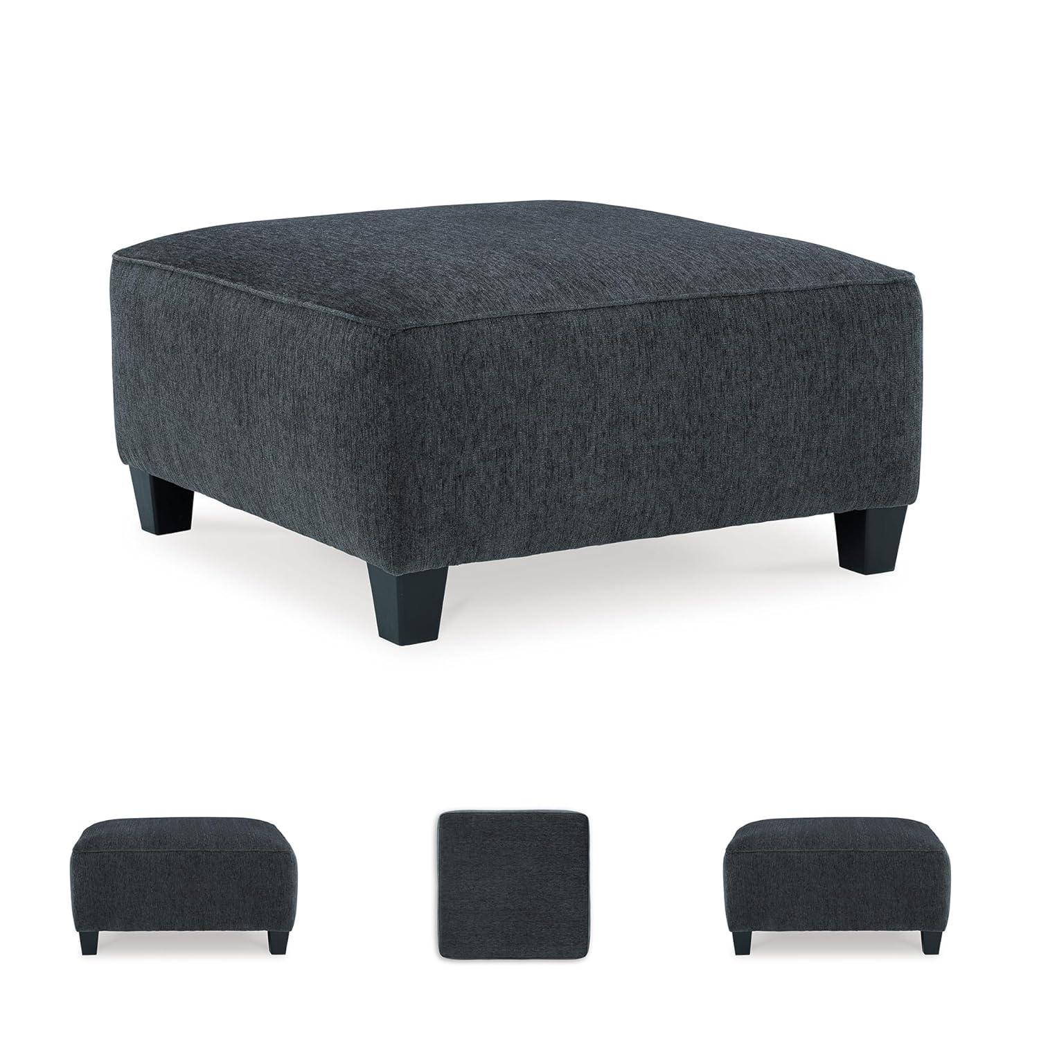 Signature Design by Ashley Contemporary Abinger Oversized Accent Ottoman Chenille Smoke