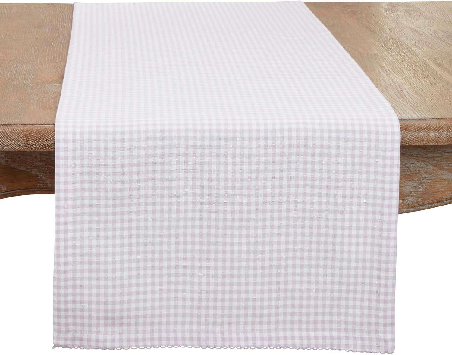 Gray Cotton Gingham Rectangle Table Runner