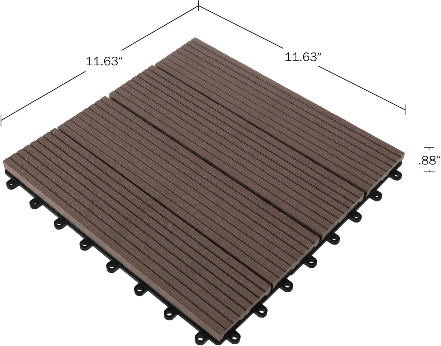 Pure Garden 11.63" x 11.63" Interlocking Deck Tile - Patio Tiles (Set of 30)