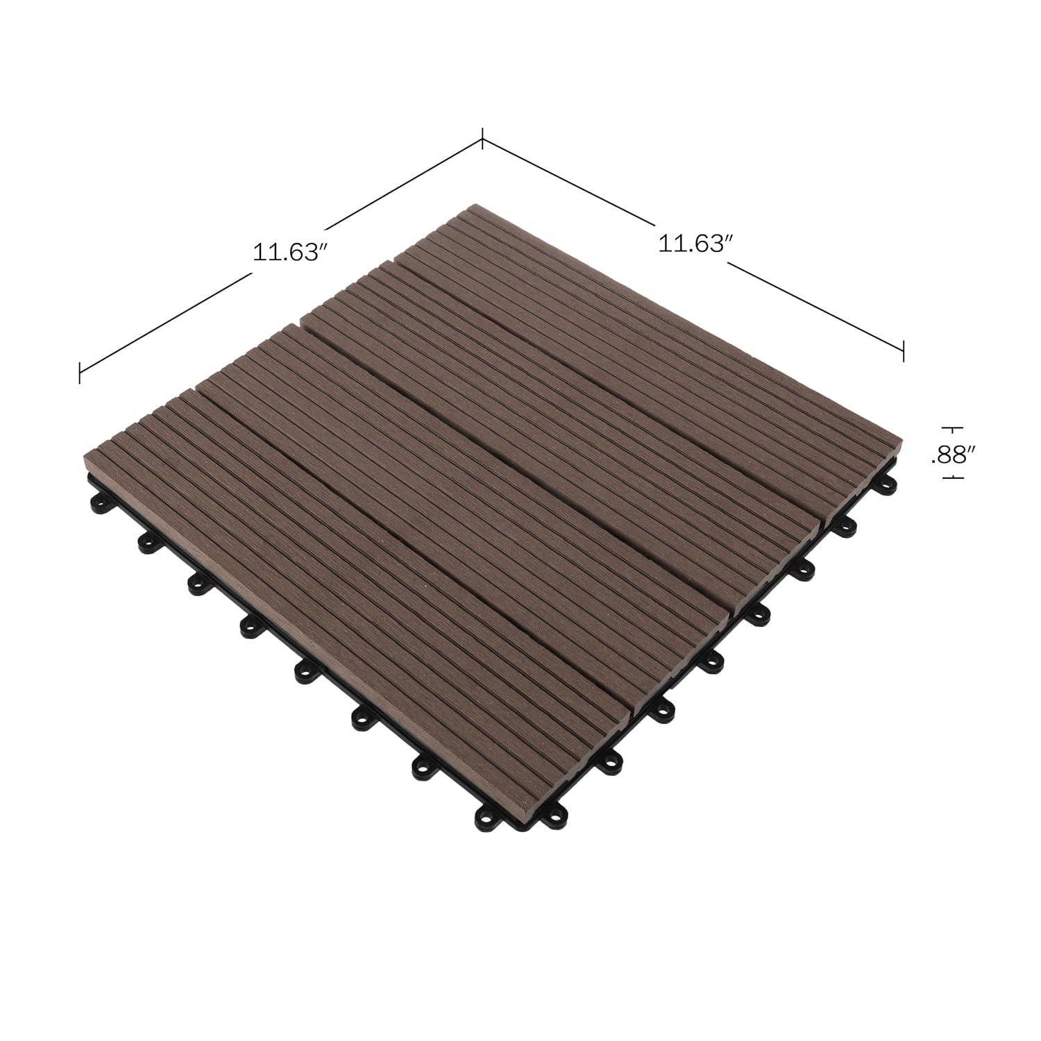 Pure Garden 11.63" x 11.63" Interlocking Deck Tile - Patio Tiles (Set of 30)