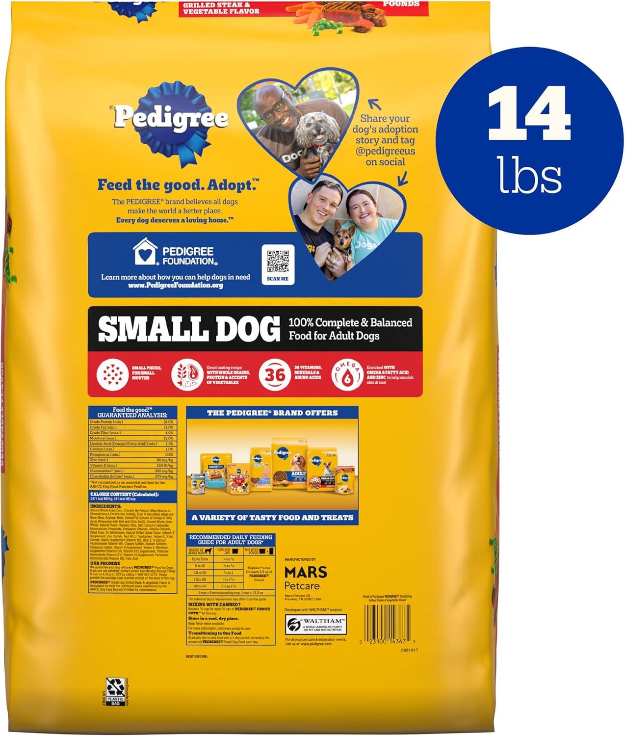 Pedigree Grilled Steak and Vegetable Flavor Small Dog Dry Dog Food