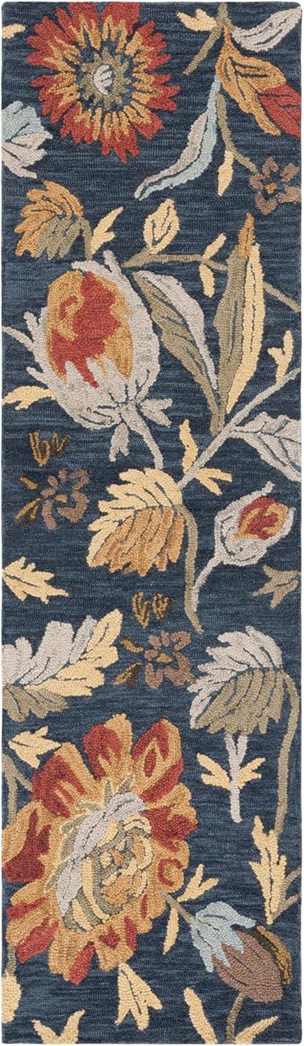 Handmade Red Floral Tufted Wool Rectangular Rug, 3' x 5'