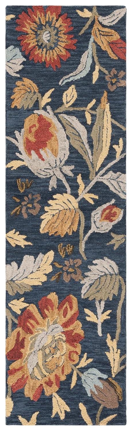 Handmade Red Floral Tufted Wool Rectangular Rug, 3' x 5'