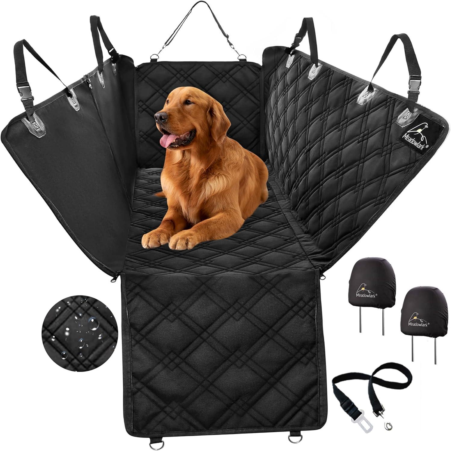 Meadowlark Black XL Waterproof Dog Car Seat Cover Hammock