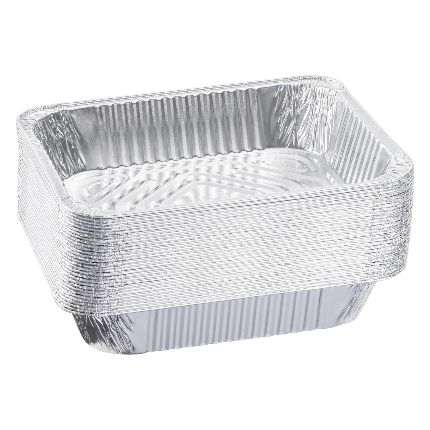 9x13 Aluminum Foil Pans (10 Pack), Disposable Half Size Deep Foil Pans, Cookware, Food Prepping, Large Pans for Baking, Reheating, Grilling