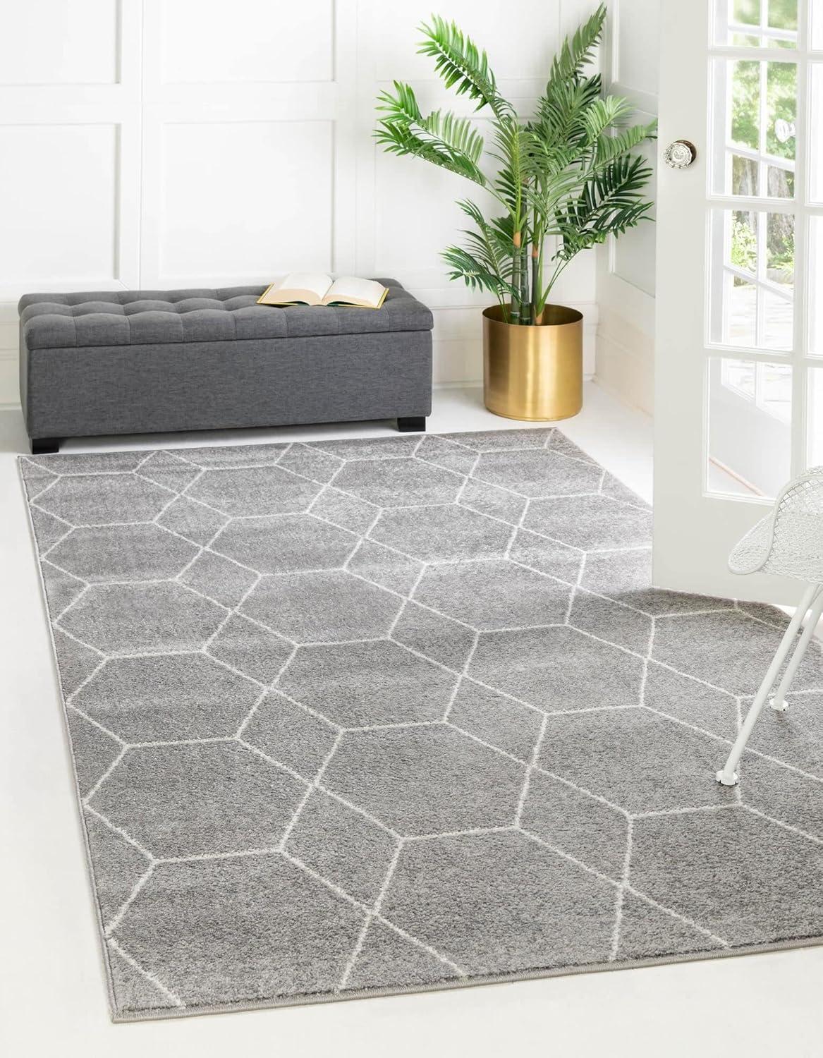 Unique Loom 10' 0 x 13' 0 Trellis Frieze Geometric Light Gray Area Rug