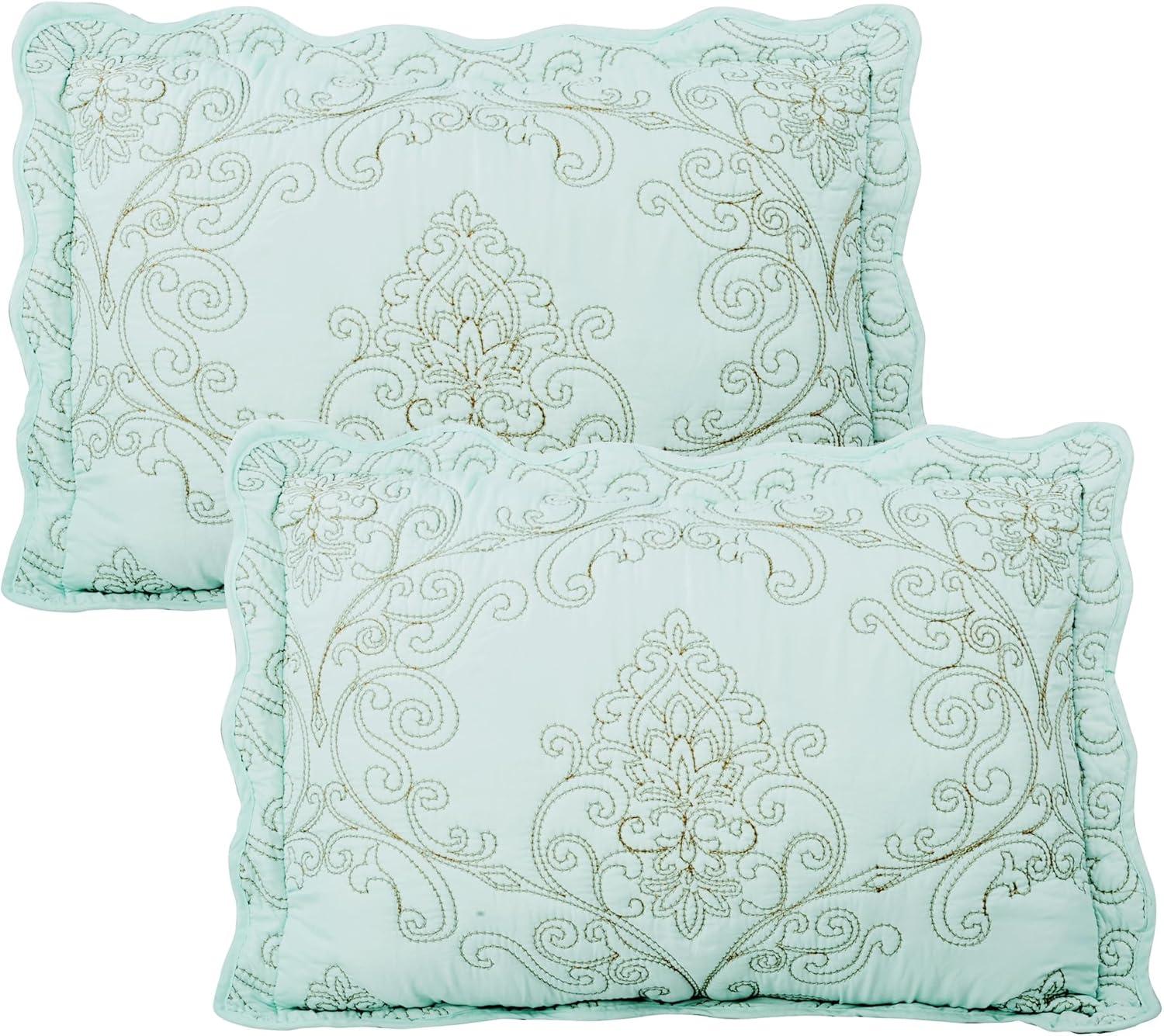 Home Soft Things Damask Embroidery Oversized 4 Piece Quilt Set