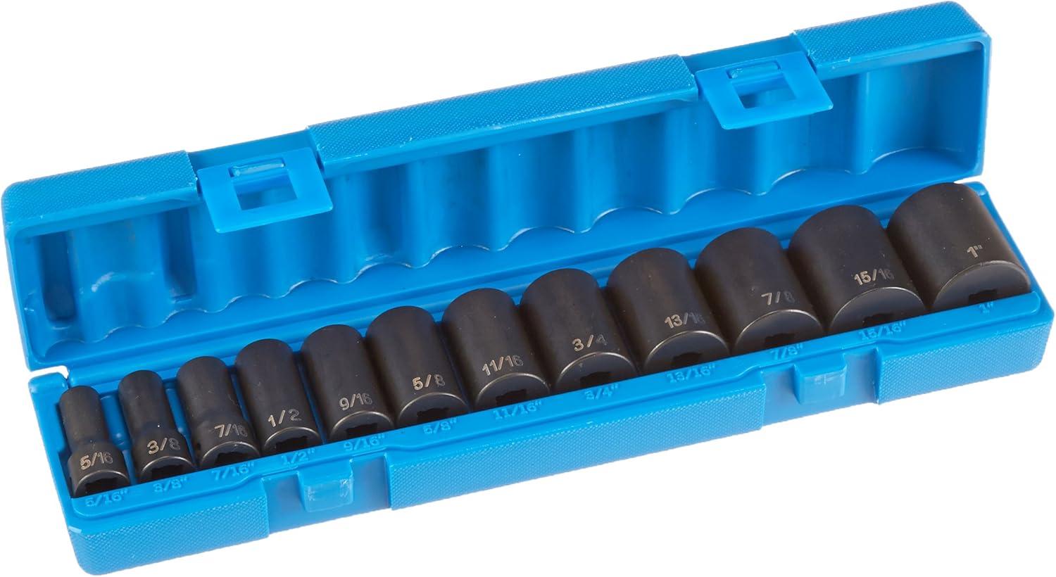 12-Piece Black Chrome-Molybdenum 3/8" Drive Socket Set