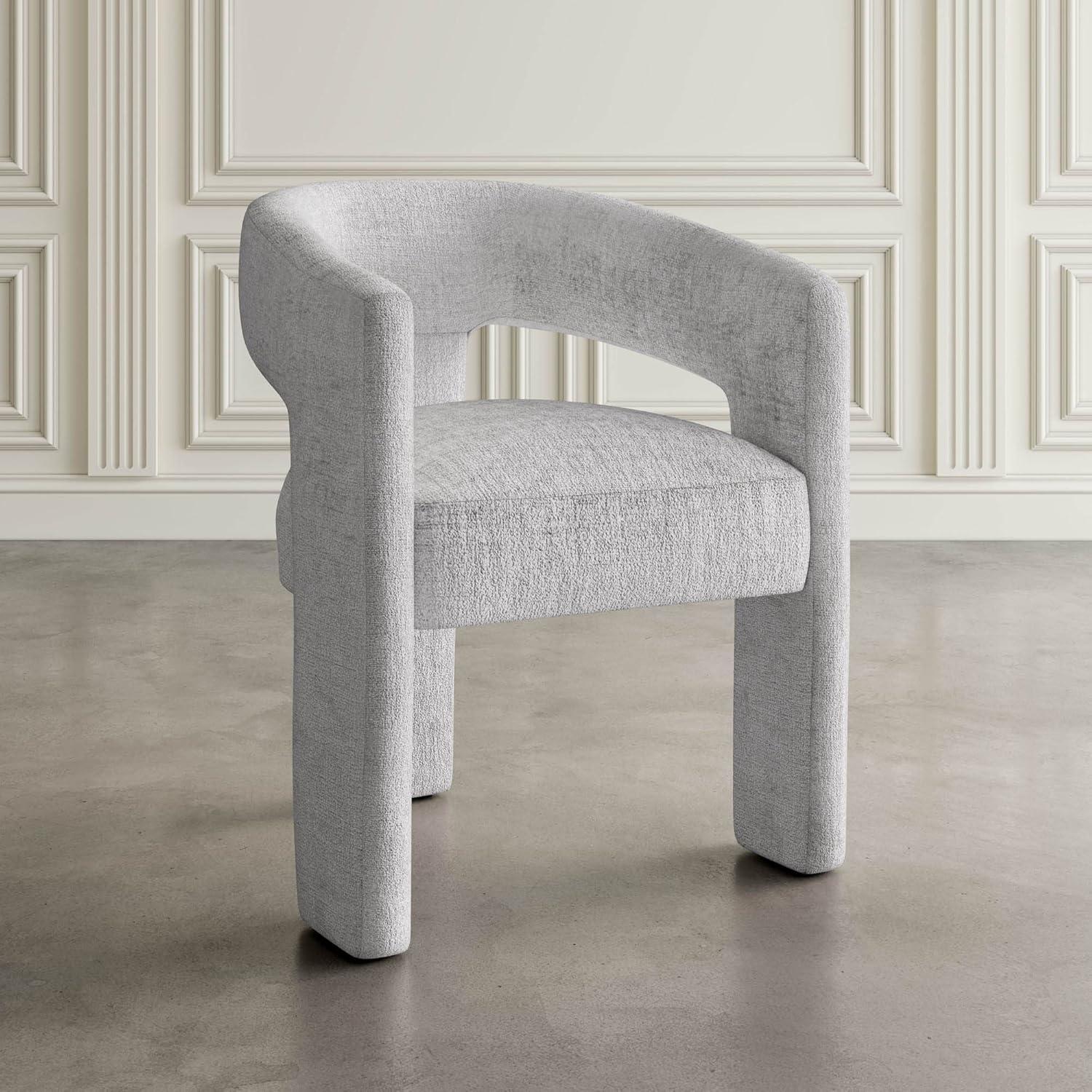 Luxurious Modern Gray Jacquard Barrel Accent Chair