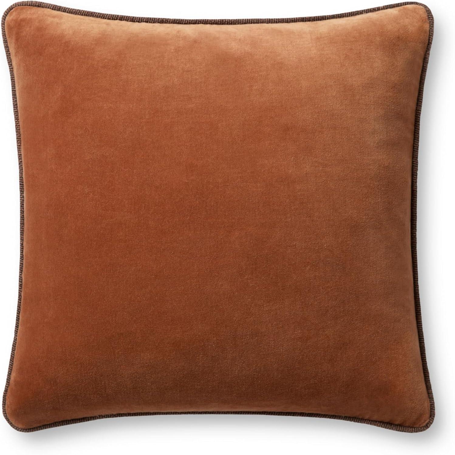 Liza Rust Velvet 18" x 18" Cotton Pillow Cover