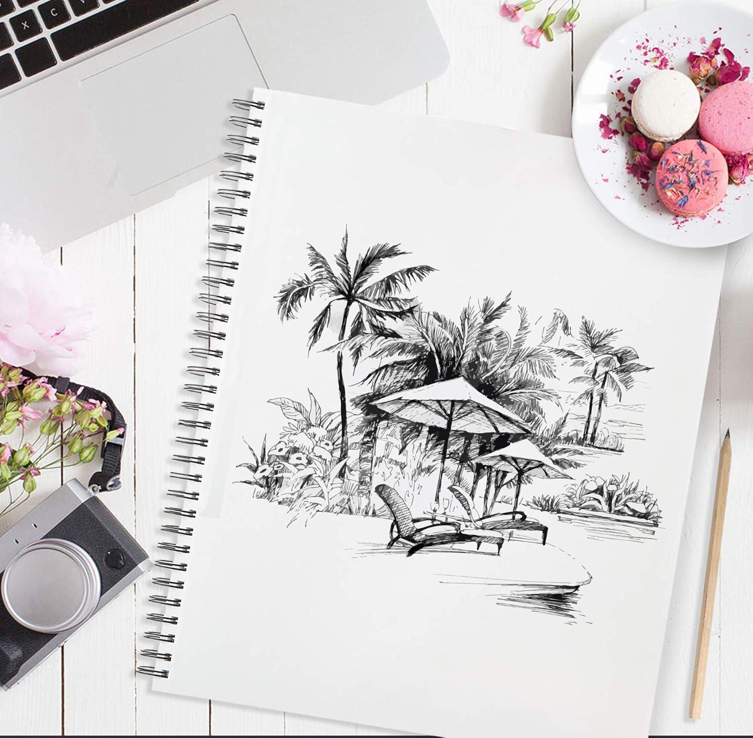 Artist’s Sketchbook Hardcover – 200GSM Very Thick Paper – Large, Spiral Sketch Book for Drawing and Mixed Media – Sketch Pad, Art Book - 11.4 x16.5, 40 Sheets / 80 Pages