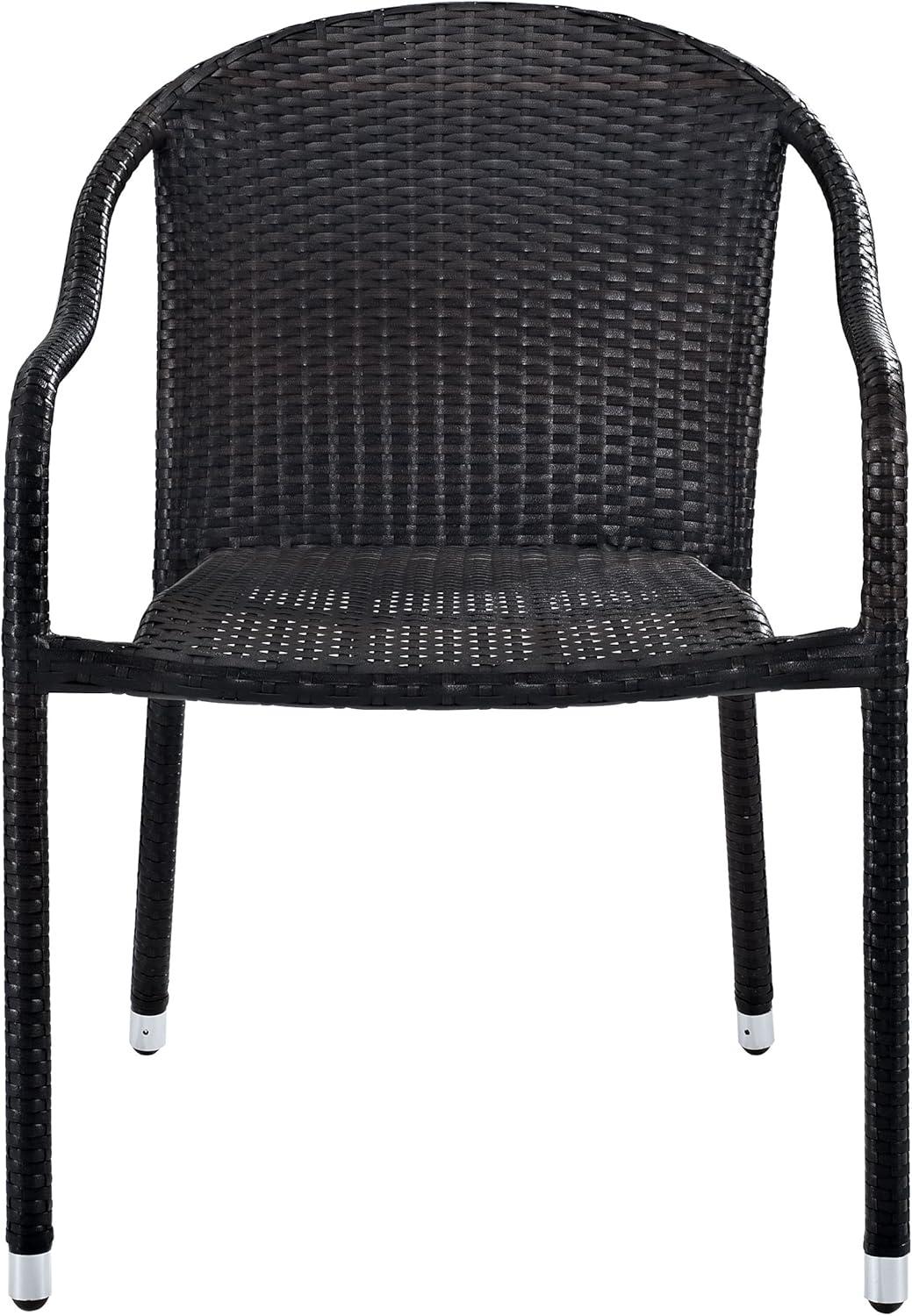 Palm Harbor Black Wicker Outdoor Bistro Chair Set