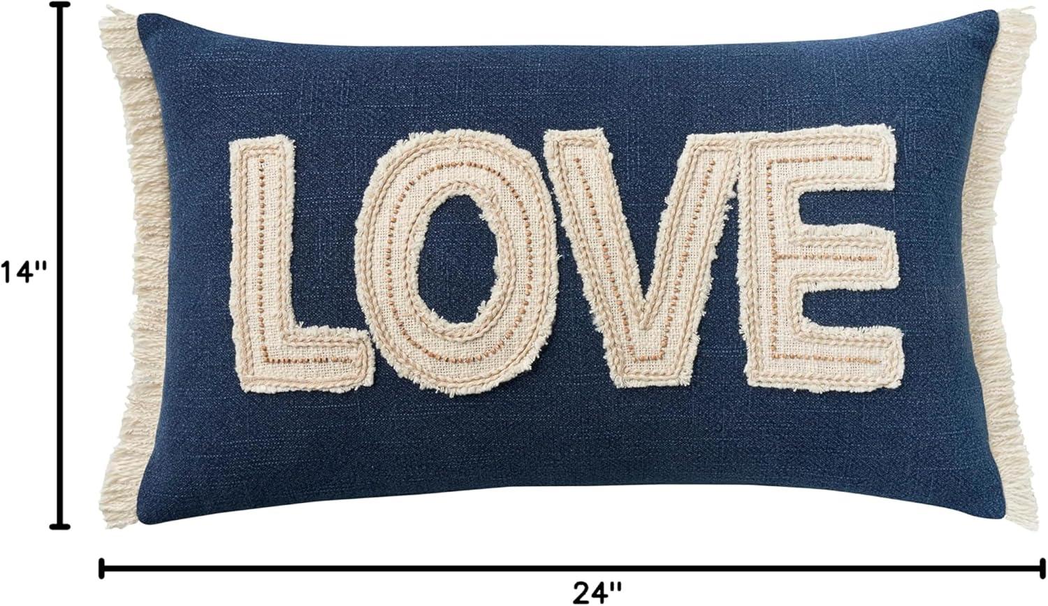 Nourison Life Styles Applq/Beaded Love Navy 14" x 24" Throw Pillow