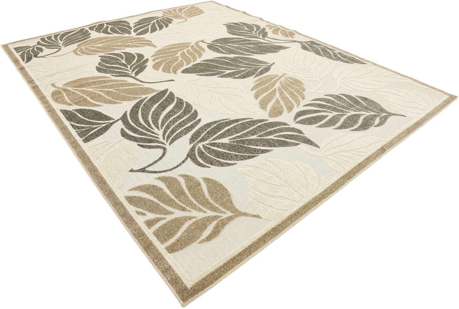 Unique Loom 8' 0 x 10' 0 Gray Outdoor Botanical Augusta Area Rug
