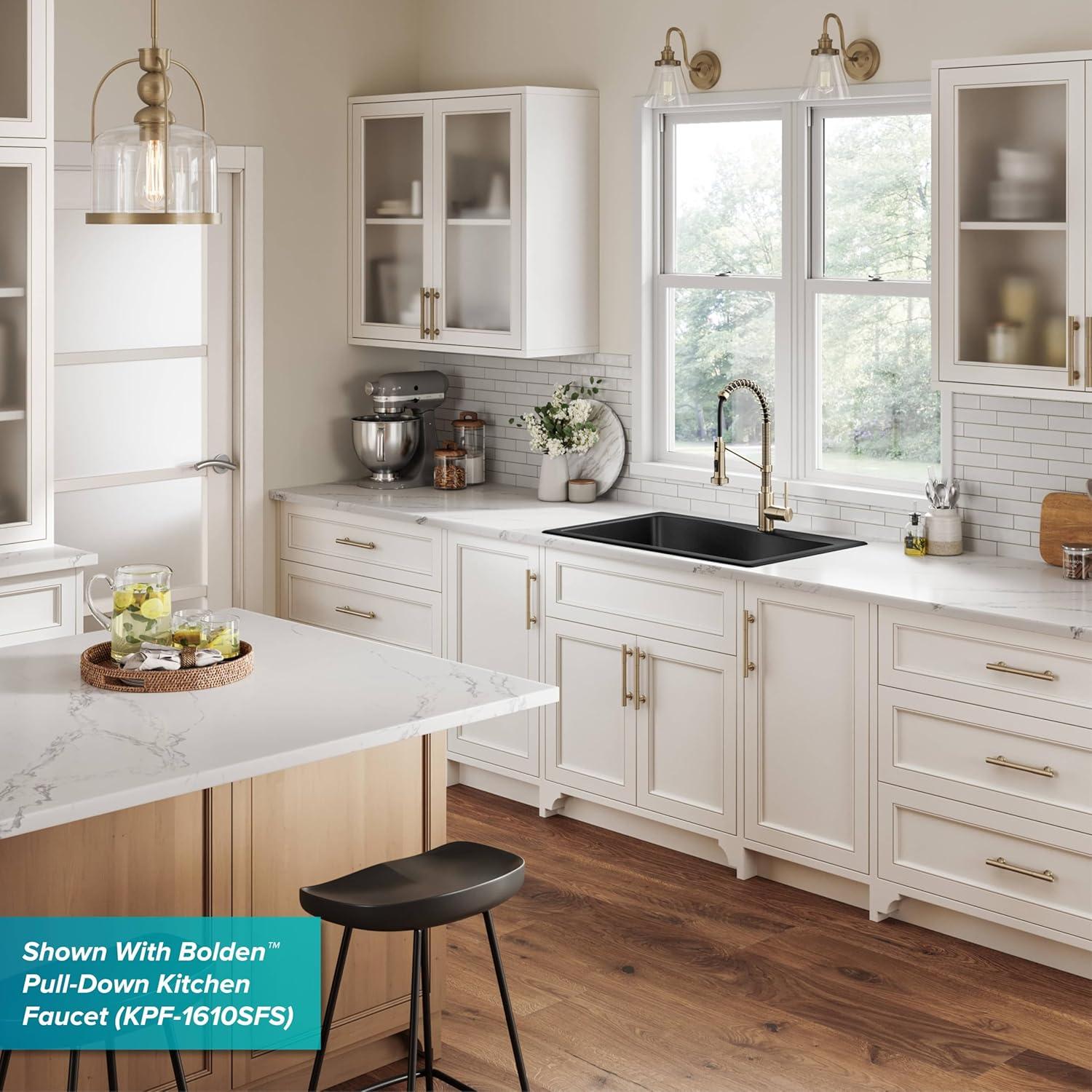 Kraus KRAUS Quarza™ 33" L Dual Mount 60/40 Double Bowl Granite Kitchen Sink KGD-442GREY