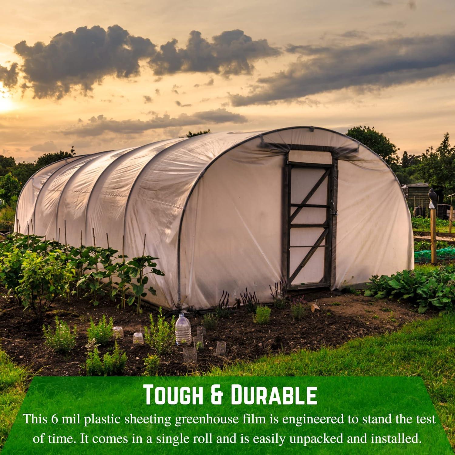 Clear UV Resistant Polyethylene Greenhouse Plastic Sheeting 15' x 24'