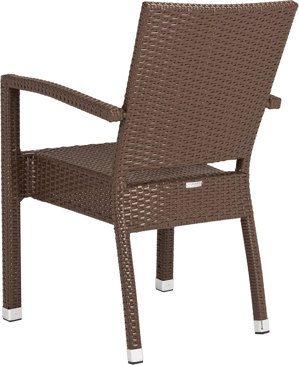 Kelda Stackable Arm Chair Indoor/Outdoor (Set Of 2) - PAT4004 - Brown - Safavieh
