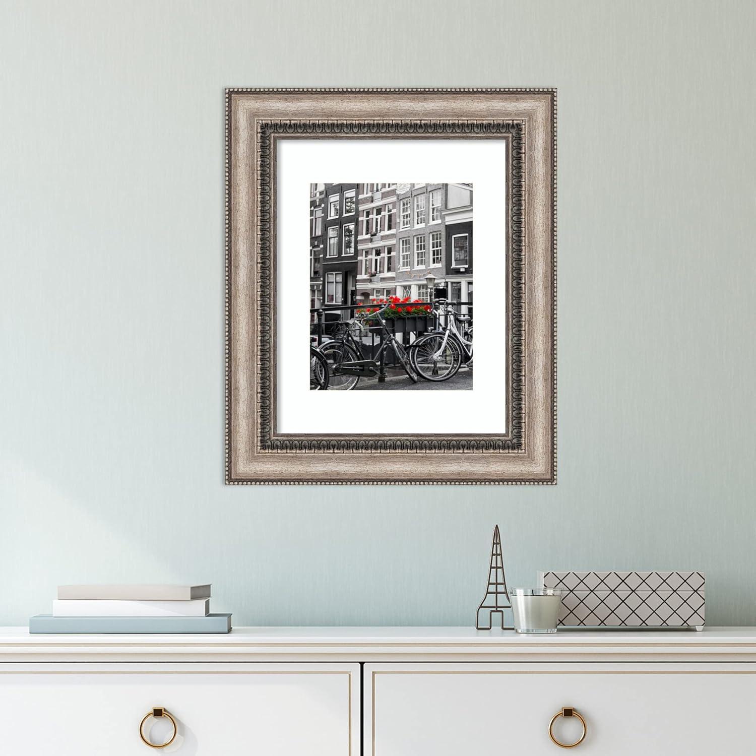 Amanti Art Lyla Ornate Silver Picture Frame Opening Size 11x14 in. (Matted To 8x10 in.)