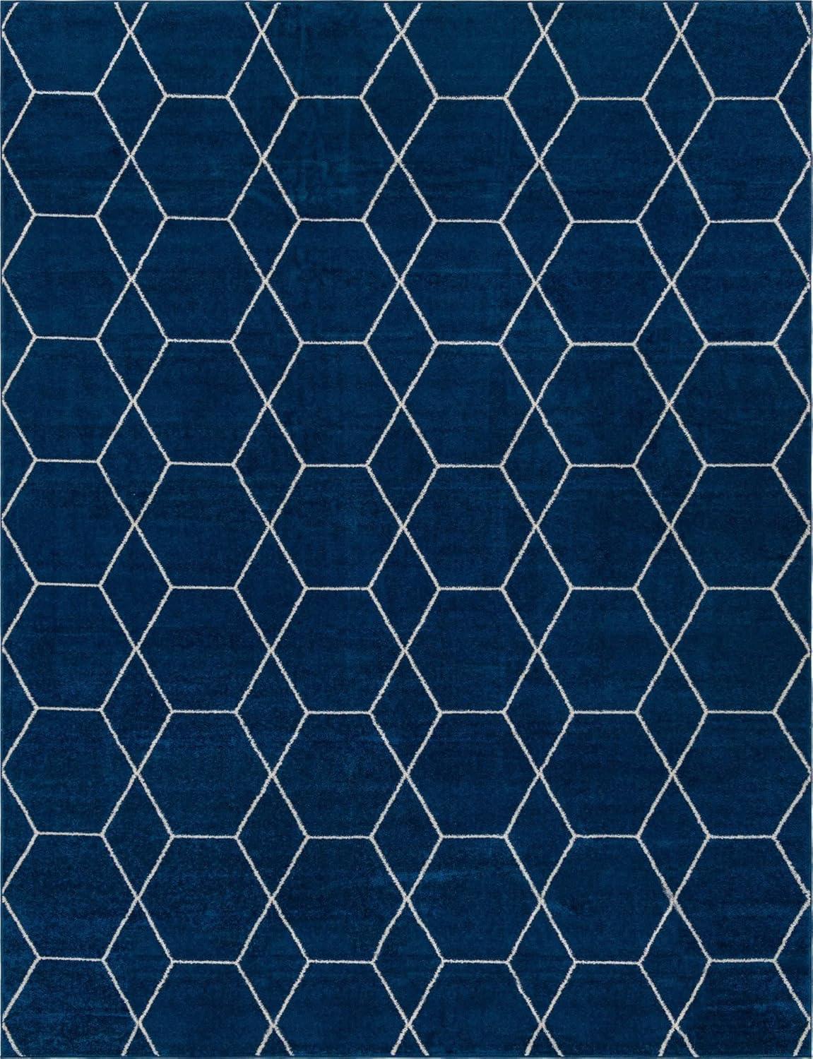 Unique Loom 10' 0 x 13' 0 Trellis Frieze Geometric Navy Blue Area Rug