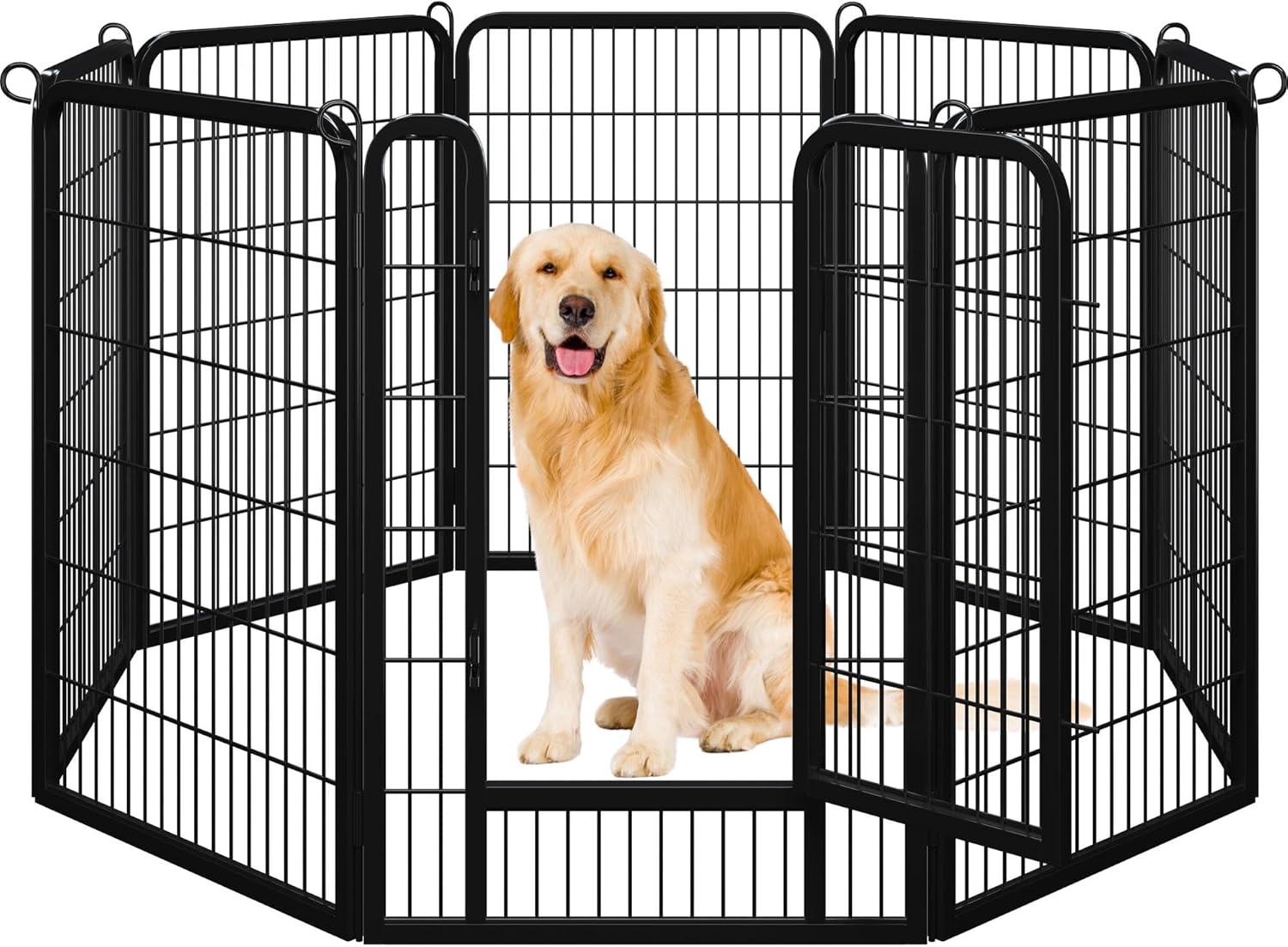 Portable Outdoor Dog Playpen - 40" Height, Heavy Duty, 8 Panels