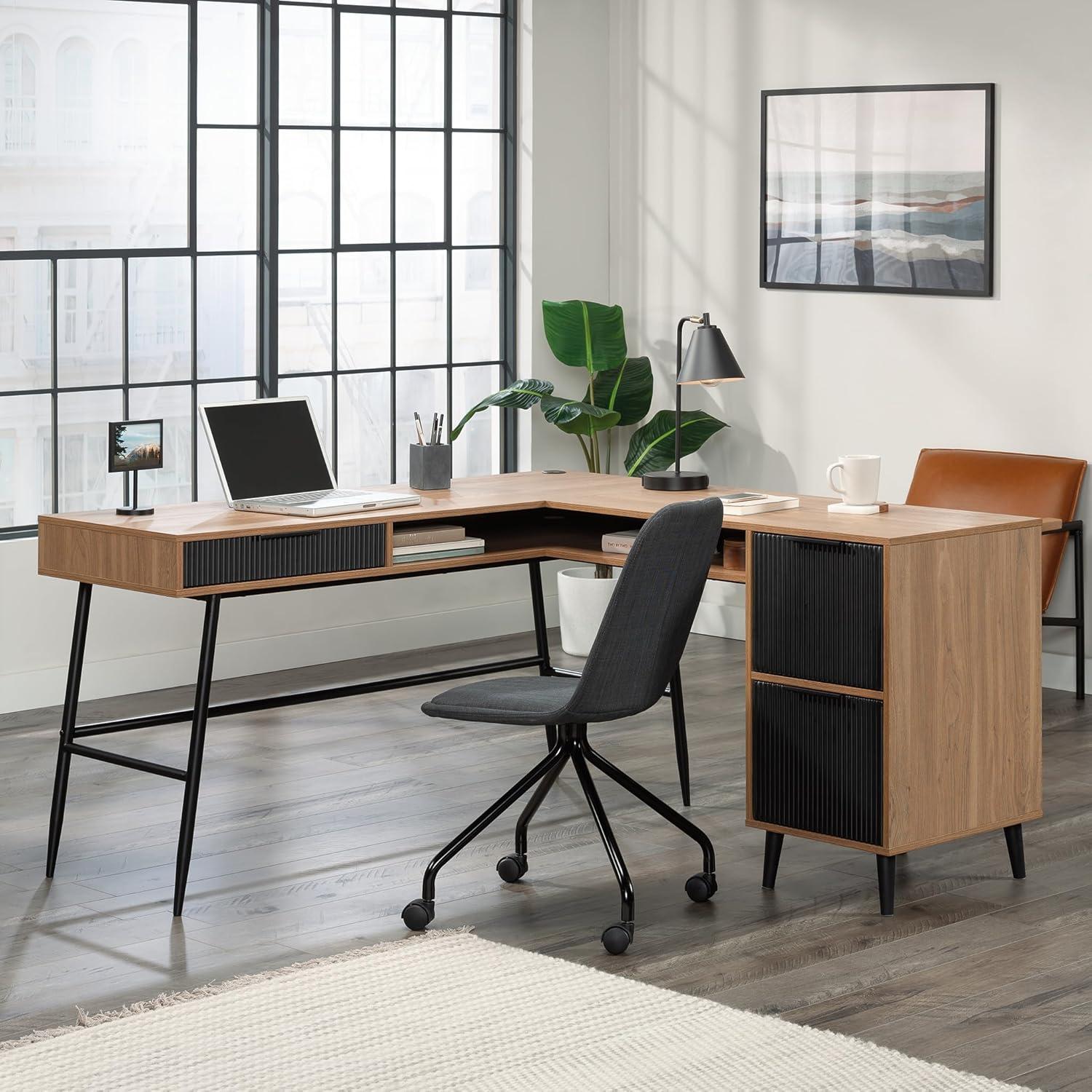 Ambleside LDesk Serene Walnut - Sauder: Home Office, Full Extension Slides, Metal Hardware