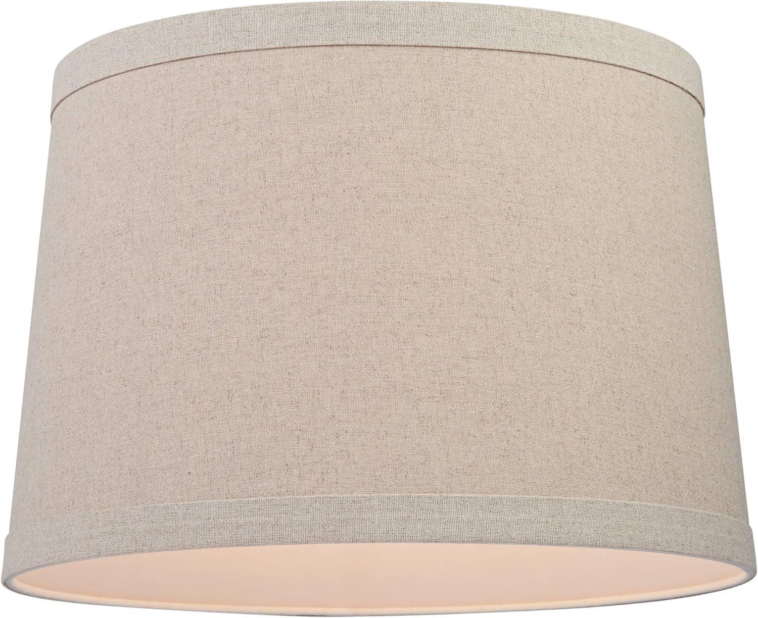 Springcrest Burlap Medium Drum Lamp Shade 14" Top x 16" Bottom x 11" High (Spider) Replacement with Harp and Finial