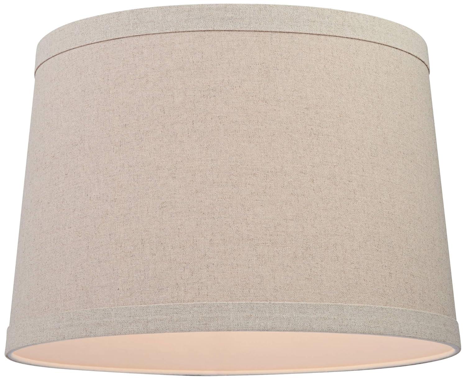 Springcrest Burlap Medium Drum Lamp Shade 14" Top x 16" Bottom x 11" High (Spider) Replacement with Harp and Finial