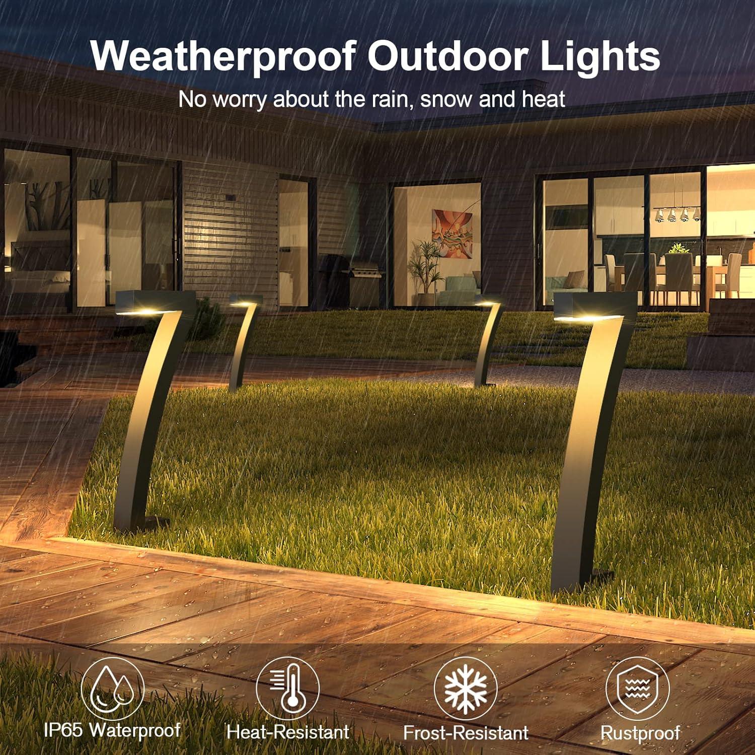 Matte Black LED Solar Pathway Lights, 6-Pack