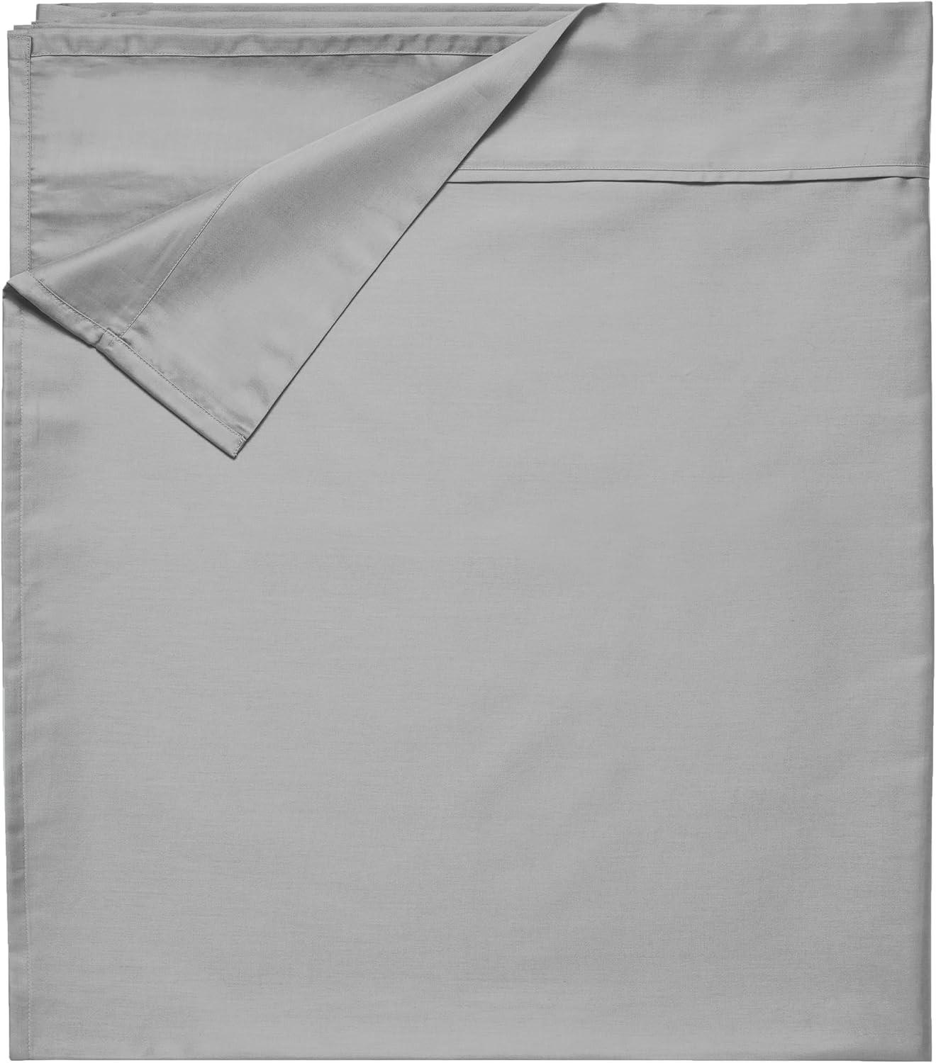 Flat Sheet Only, 400 Thread Count 100% Cotton Sateen, Soft & Durable by California Design Den - Light Gray, King