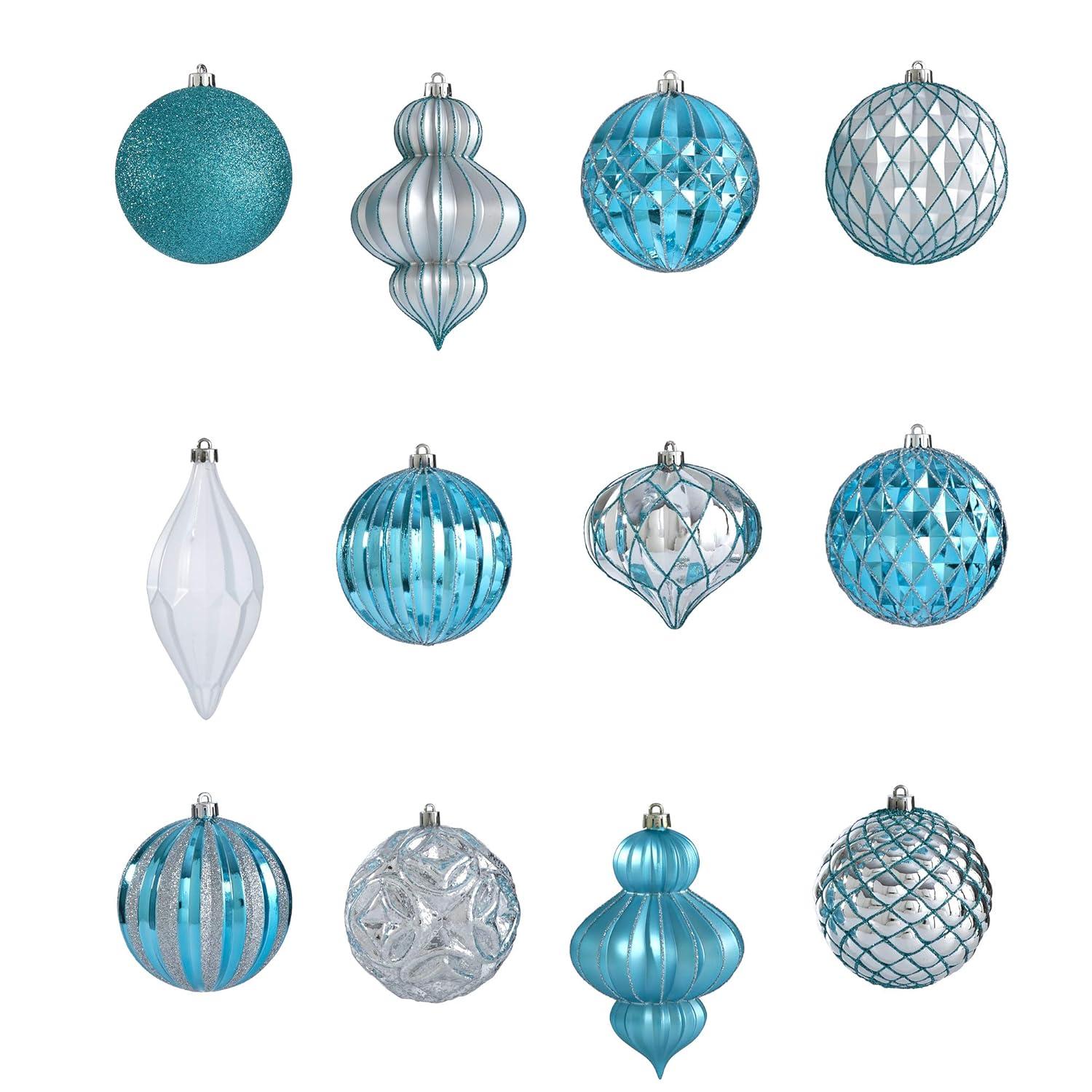 Nearly Natural Holiday Lux Shatterproof, 12 Count Christmas Tree Ornament Set
