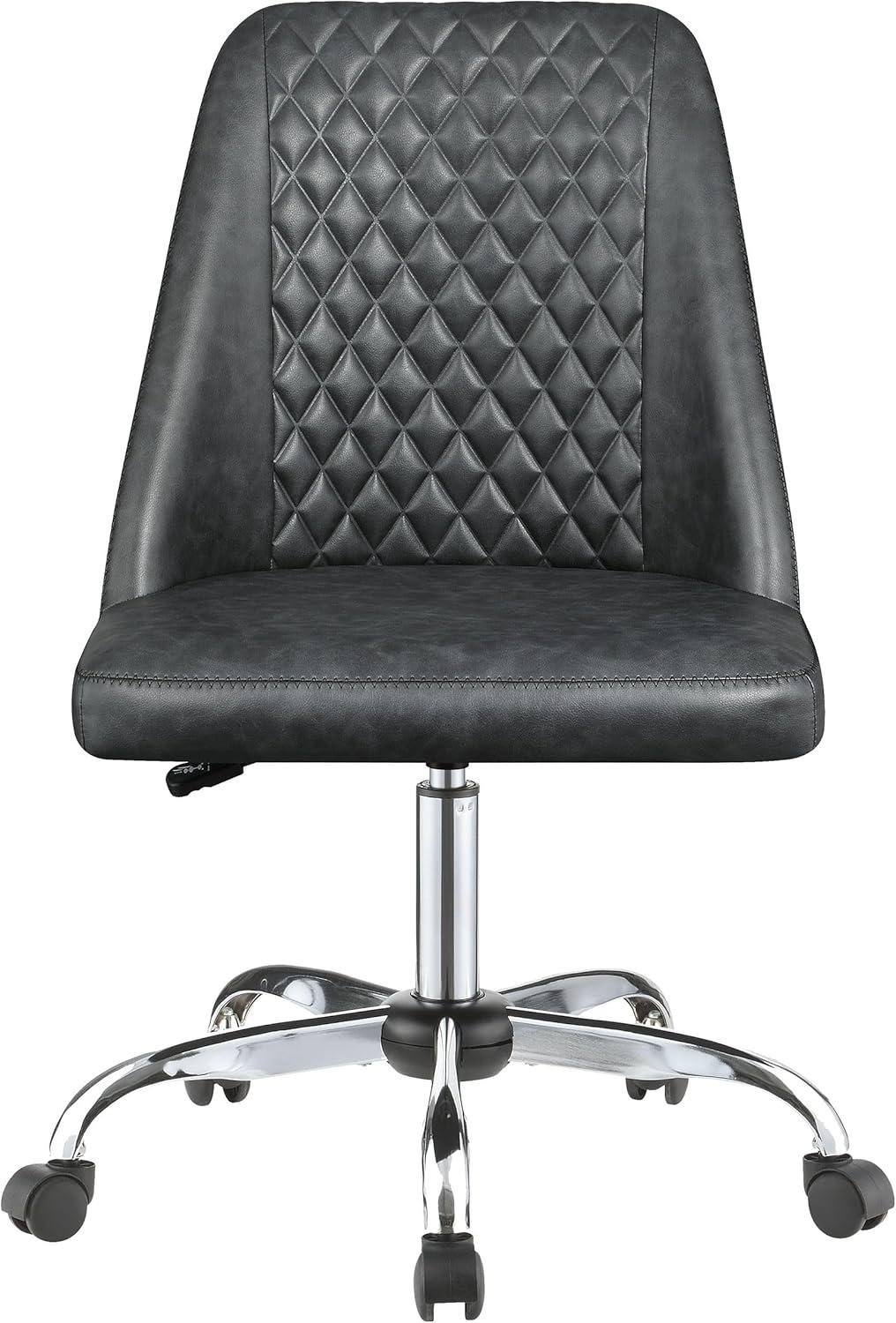 Coaster Althea Upholstered Tufted Back Faux Leather Office Chair in Gray
