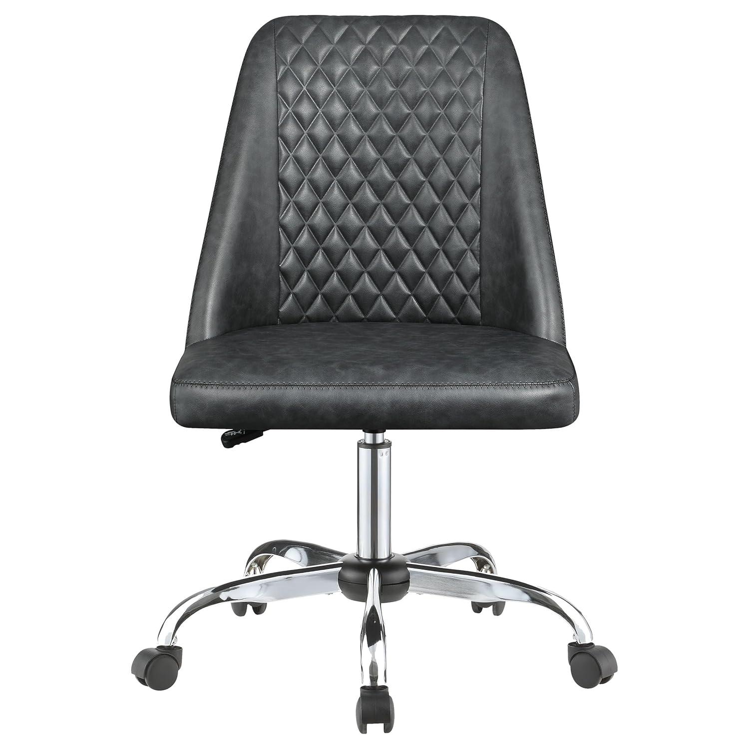 Coaster Althea Upholstered Tufted Back Faux Leather Office Chair in Gray