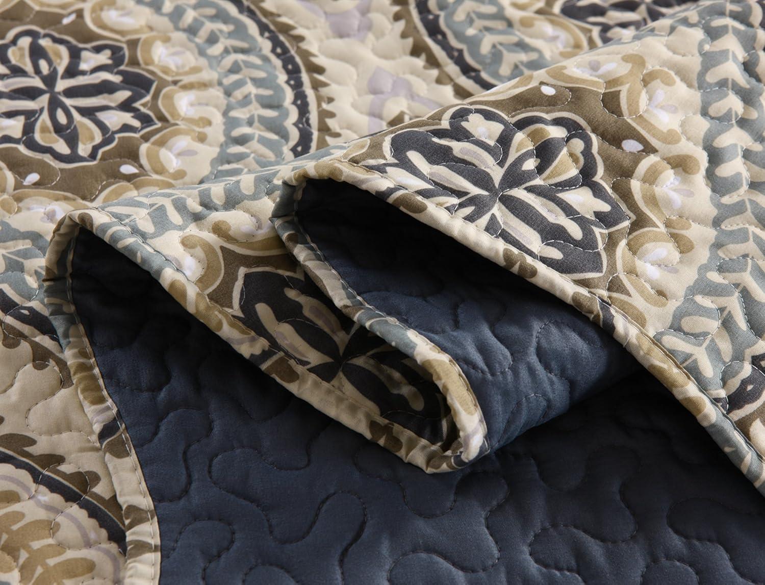 MarCielo 3 Piezas Edredón Ligero Rey, Edredón Impreso, Edredón Conjunto Ropa de Cama Manta Manta Coverlet Ligero Colcha Conjunto, Amarillo + Gris Oscuro, Tamaño King, Joni