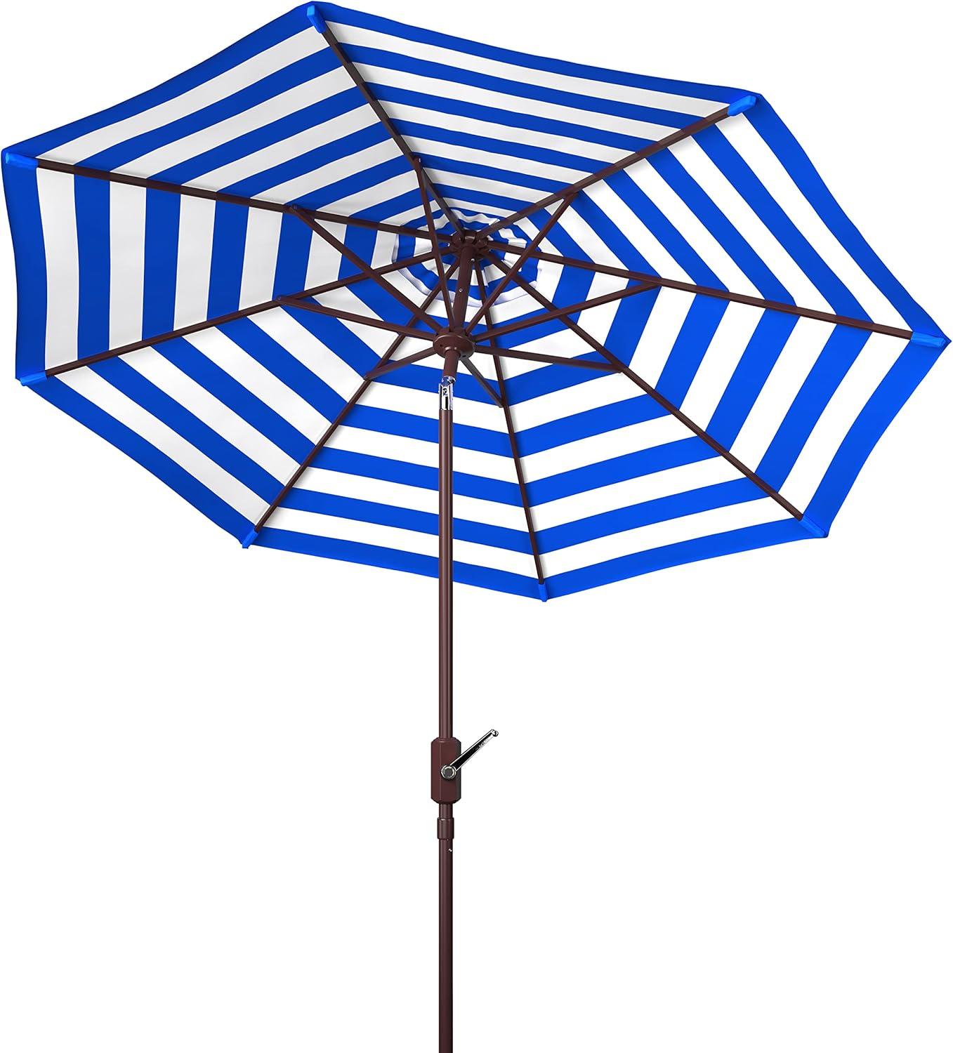 Athens Inside Out Striped 9Ft Crank Auto Tilt Umbrella - PAT8007 - Pacific - Safavieh