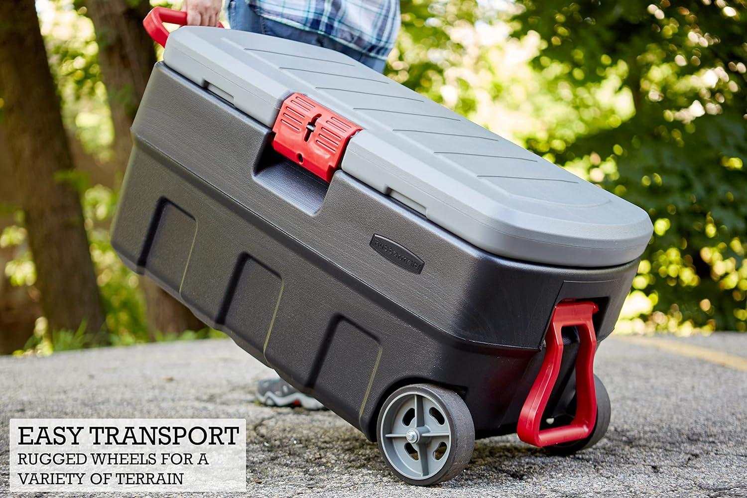 Black and Gray 35 Gallon Wheeled Storage Tote with Lid