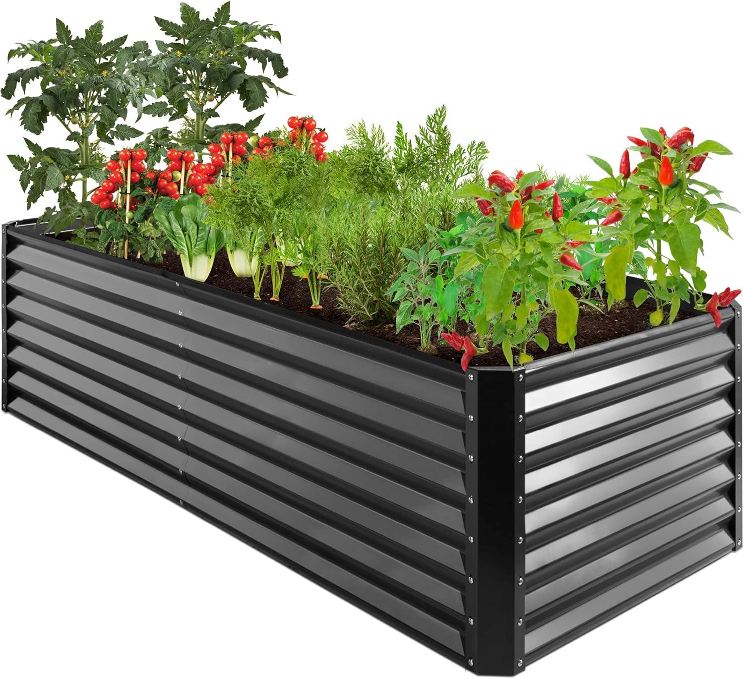 Arlmont & Co. Rosonda 8x4x2ft Outdoor Metal Raised Garden Bed, Planter Box for Vegetables, Flowers, Herbs