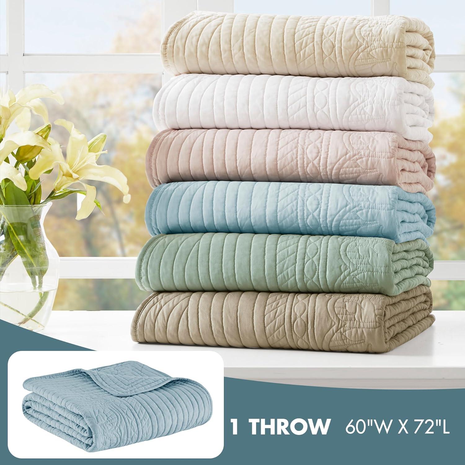 Madison Park Journey Oversized Quilted Throw with Scalloped Edges