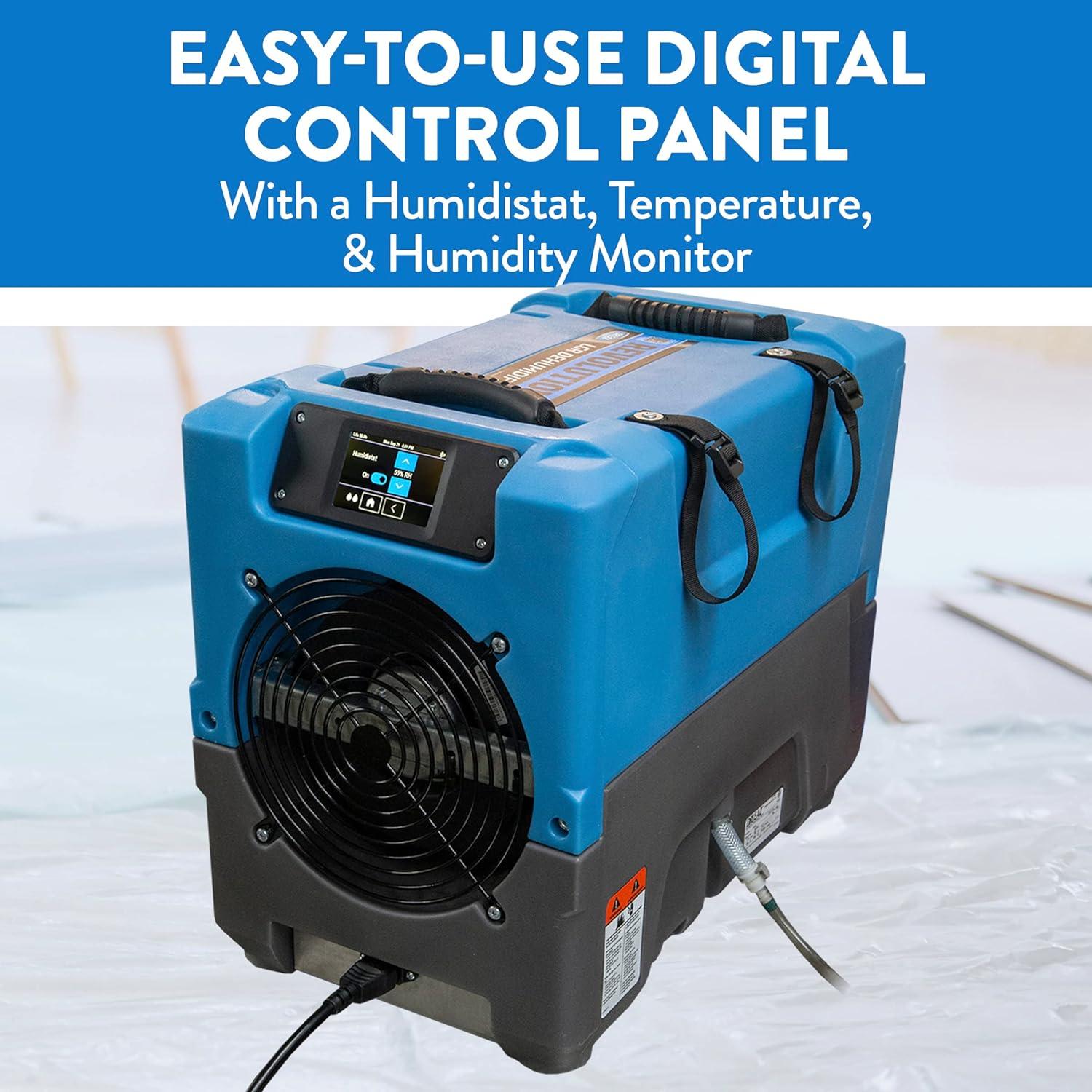 Compact Blue and Gray Industrial Dehumidifier with Pump