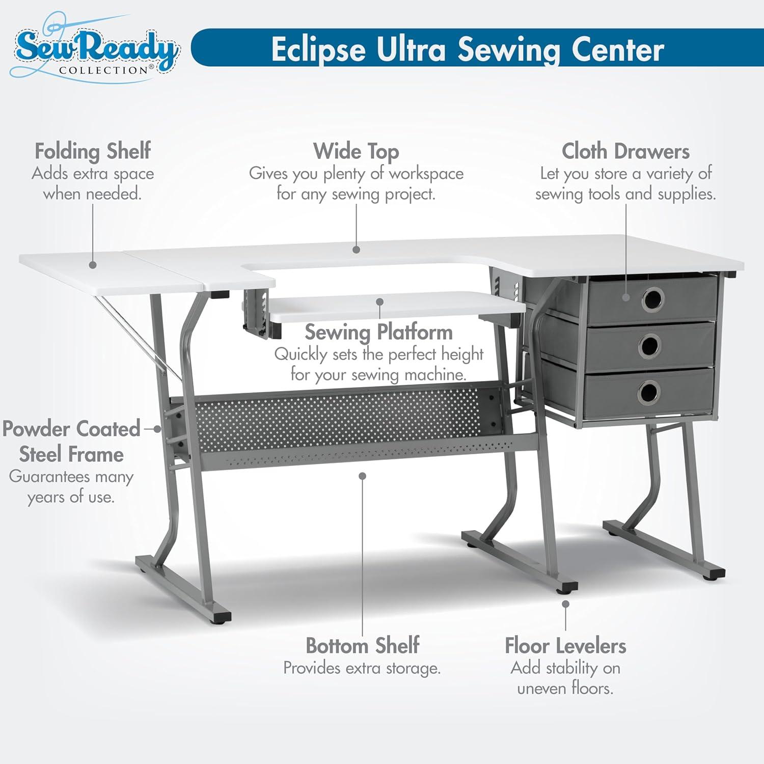 Sew Ready 60.25'' x 23.75'' Sewing Table with Sewing Machine Platform