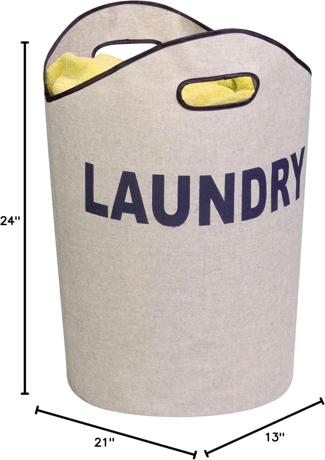 Gray Collapsible Cylinder Laundry Hamper with Handles