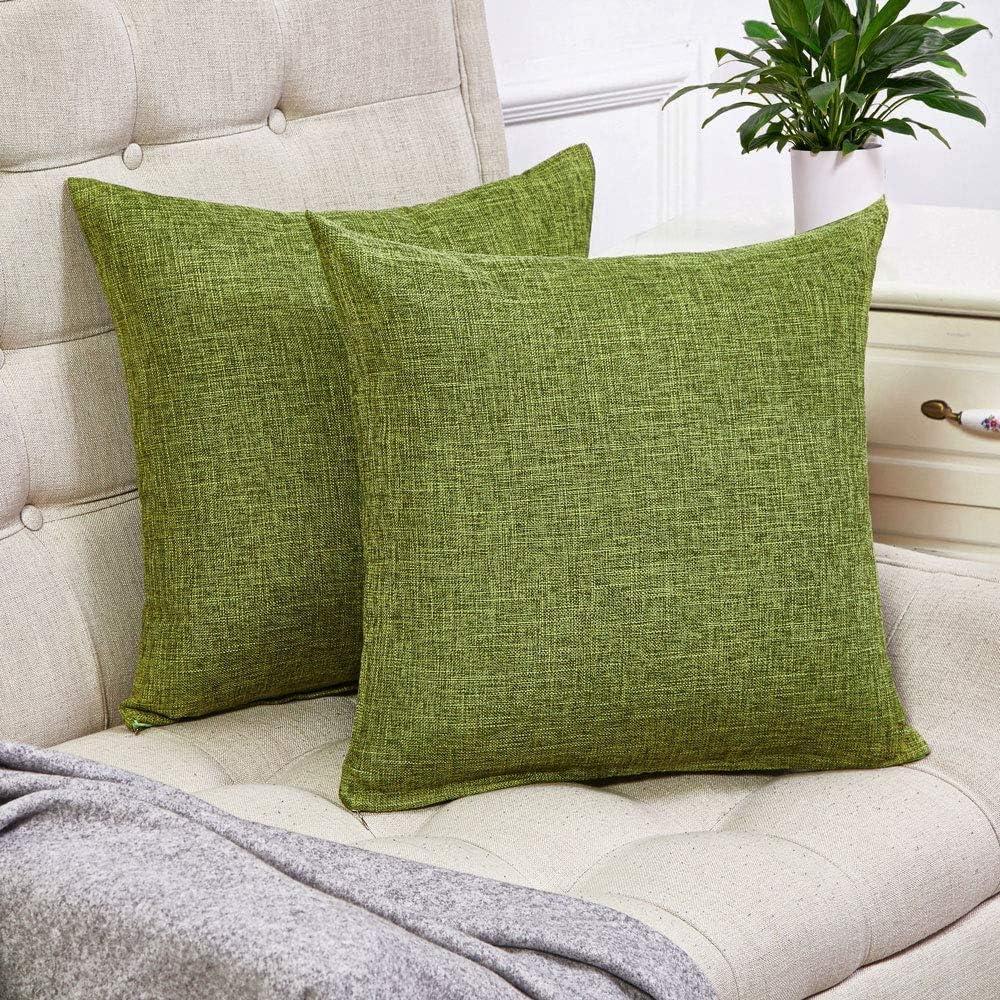 Pack of 2 Decorative Throw Pillow Covers Farmhouse Linen Burlap Square Solid Throw Cushion Cover Pillowcase for Sofa Couch