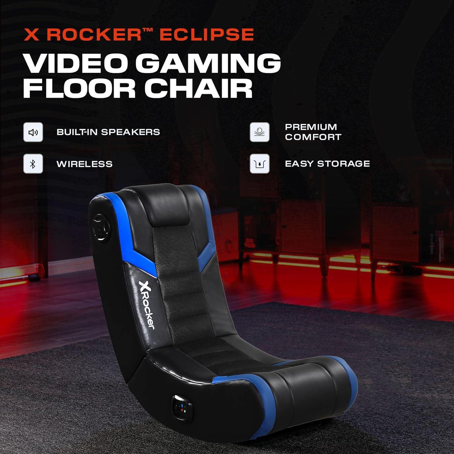 X Rocker Video Gaming Floor Rocker Chair, Built-in Audio, Back to School, Foldable, for Gamers, Bedroom, or Game Room for Boys, Girls, Teens 5-17