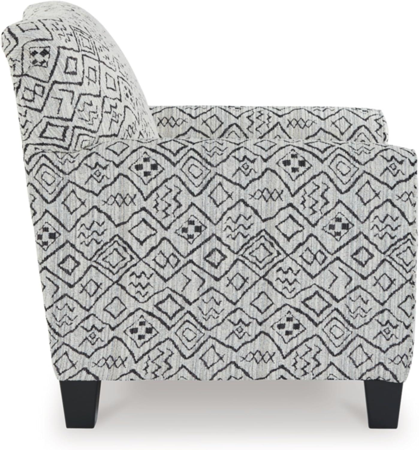 Cream and Black Patterned Wood Accent Chair